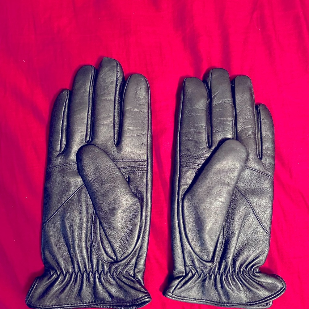 Leather driving gloves %100 cashmere lining